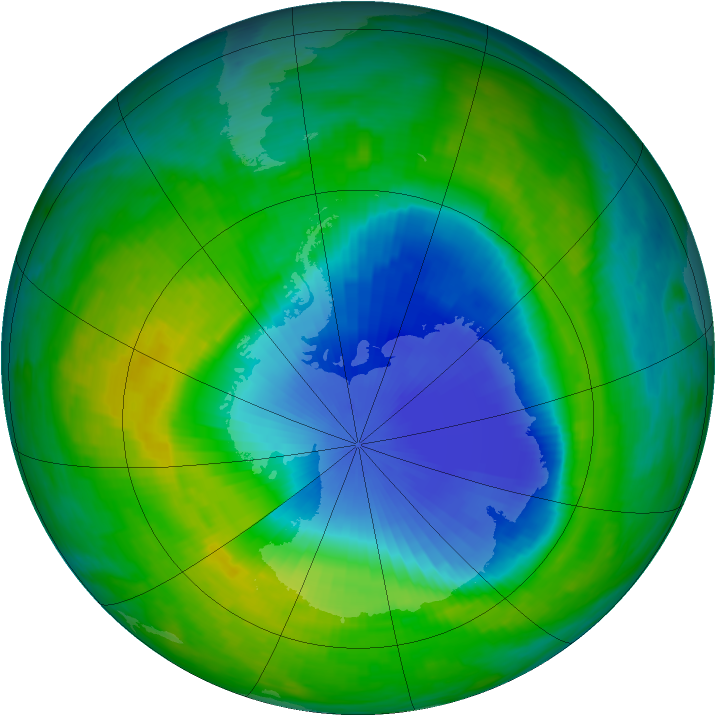 Antarctic ozone map for 20 November 1985